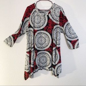 Red, Blue and Gray Blouse